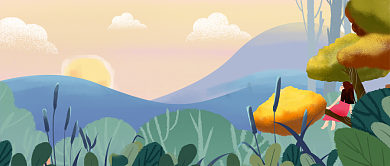 处暑节气漫画插画公众号首图背景