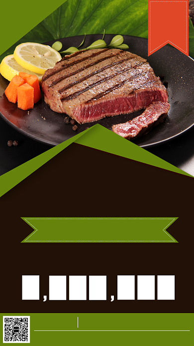 时尚精致健康特色牛排促销手机海报背景