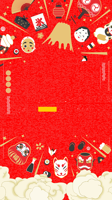 红色卡通日本美食海报背景