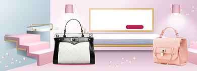 清新c4d立体新势力周箱包活动促销海报背景