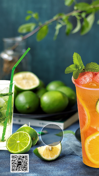 简洁果汁季手机海报背景