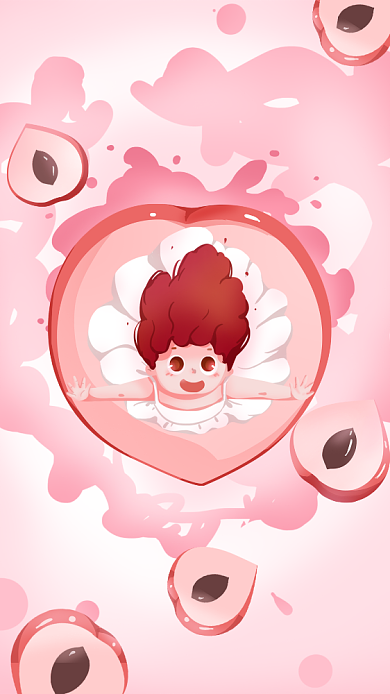 粉色水果背景手机锁屏壁纸海报背景