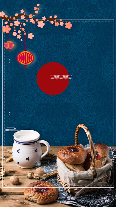 古风包子美食促销手机海报背景