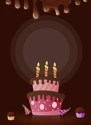 现代简约卡通手绘生日快乐印刷海报背景