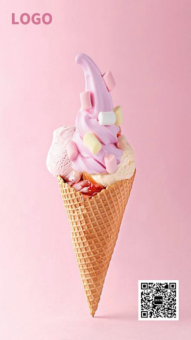 小清新冰淇淋手机海报背景
