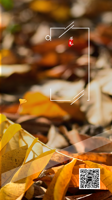 立秋二十四节气黄色落叶唯美手机海报背景