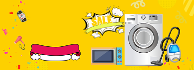 双十一返场双11黄色卡通家电海报背景