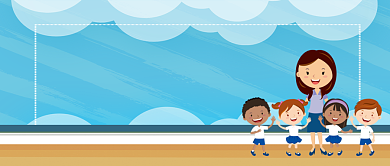 边远支教卡通手绘手机首图背景