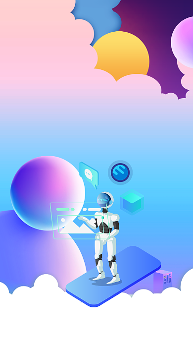 简约VR体验馆手机宣传海报背景