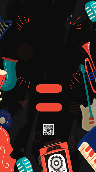 创意插画音乐节宣传手机海报背景