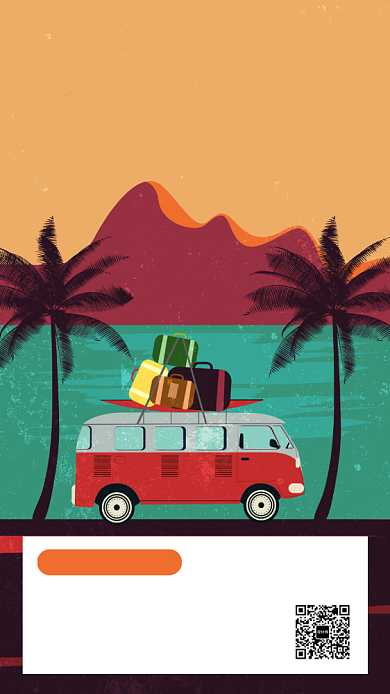 创意插画巴厘岛跟团游手机海报背景