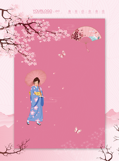 春日赏樱印刷海报背景