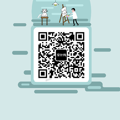 卡通手绘画画插画二维码背景