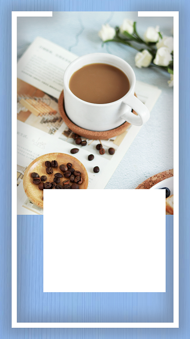 蓝色摄影早餐早安问候日签月签手机海报背景