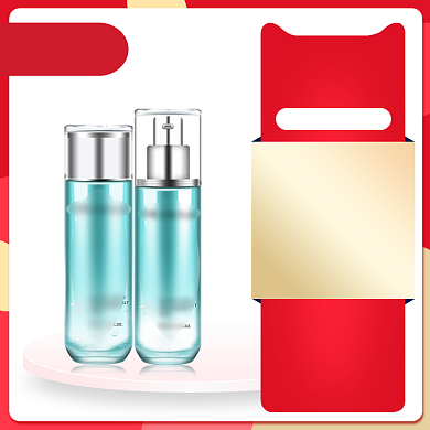 红色简约双十二化妆品促销直通车背景