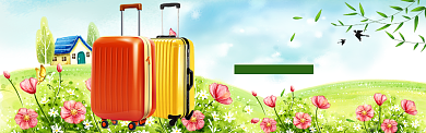 春游记行李箱促销淘宝banner背景