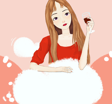 手绘女孩粉色省钱网购朋友圈封面背景