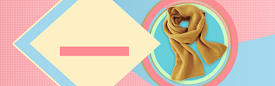 黄色卡通风围巾时尚新品banner背景