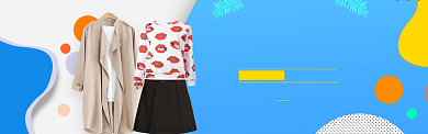 蓝色清新女装新品秋季促销banner背景