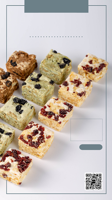 创意摄影雪花酥手机海报背景