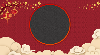 新年灯笼新春中国风红色年货横版手机海报背景