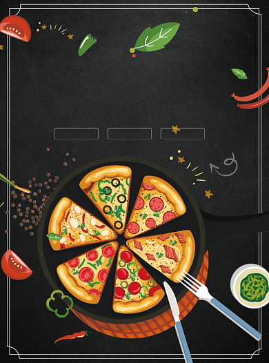 美味披萨牛排促销宣传单背景