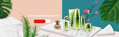 粉绿梦幻质感淘宝banner背景