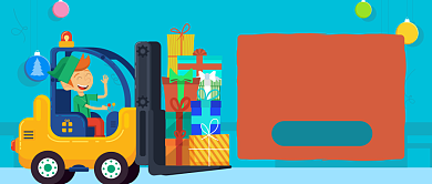 蓝色卡通叉车男孩分享一下公众号首图背景