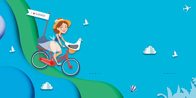 创意时尚卡通旅行插画展板背景