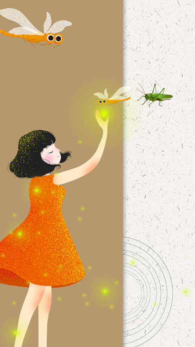 立夏节气小清新绿色中国风荷塘美手机海报背景