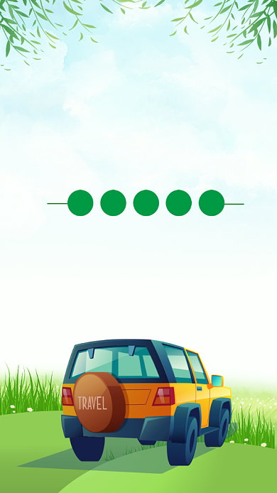 绿色清新自驾之旅草原旅游海报背景