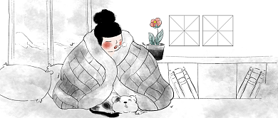 24节气立冬中国水墨插画公众号首图背景