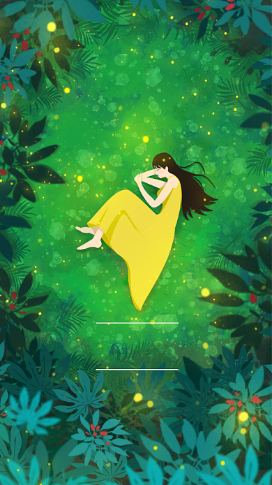 心情治愈情感插画日签背景