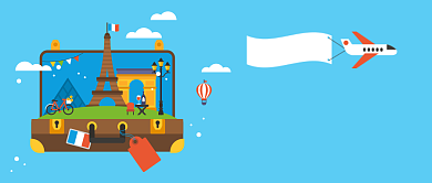 国庆大放价旅行优惠蓝色首图背景