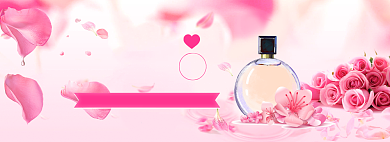 粉色清新情人节香水促销banner背景