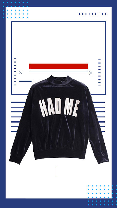 蓝色孟菲斯秋季上新卫衣促销海报背景