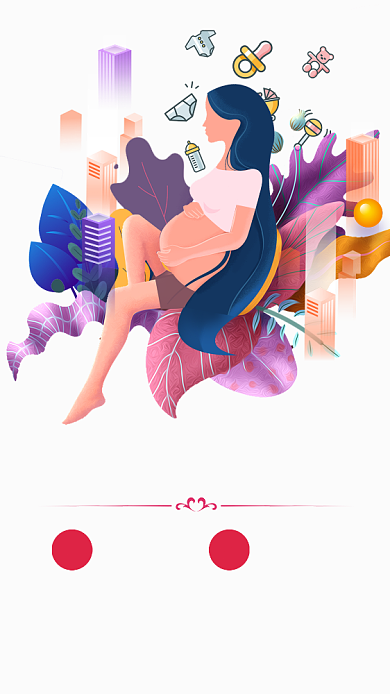 简约大气插画母婴生活馆促销手机海报背景