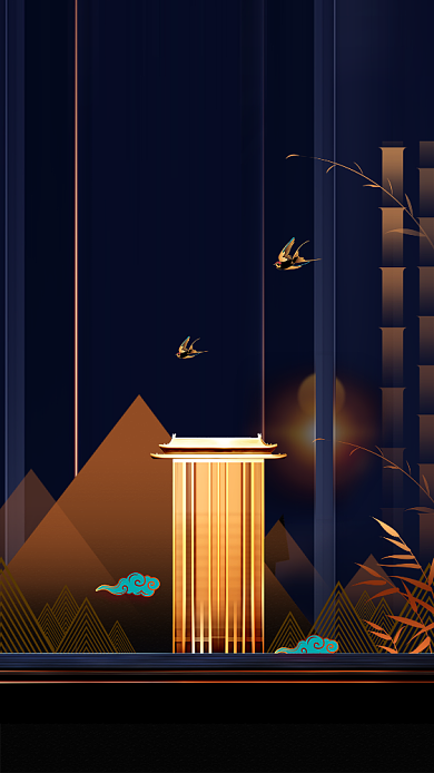 蓝色大气相伴重阳节房地产宣传海报背景