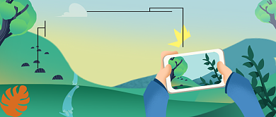 平面卡通简约旅游拍照广告微信公众号素材图片背景