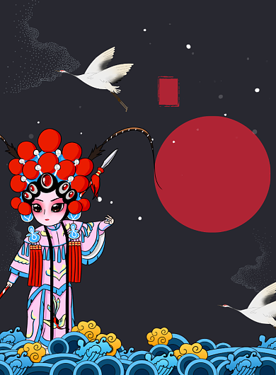 简约国潮国粹京剧戏曲艺术宣传海报背景