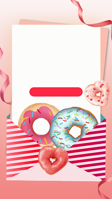 粉色偏平美味甜点甜甜圈手机促销海报背景