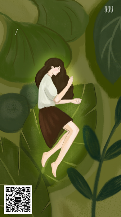 手绘晚安日签手机海报背景