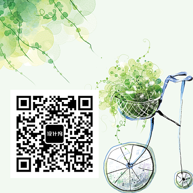 绿色手绘新媒体二维码背景
