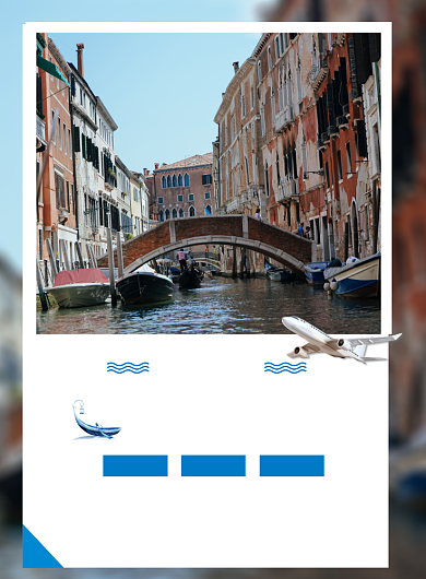 白色相框威尼斯水城国外旅游印刷海报背景