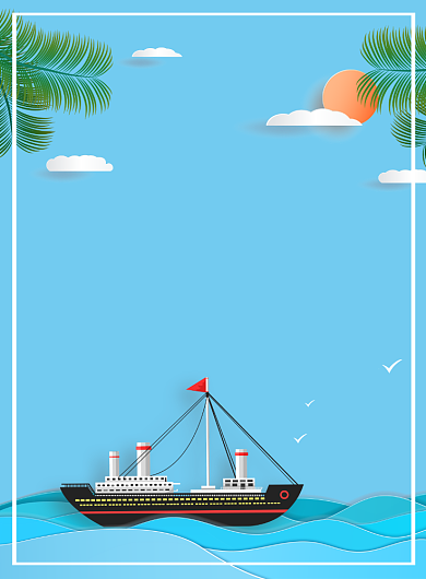 蓝色简约创意剪纸国际航海日宣传海报背景