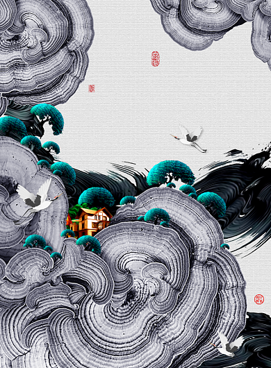 水墨大气中国风时尚房地产宣传海报背景