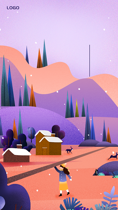 唯美清新插画风二十四节气立冬手机海报背景