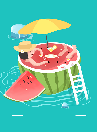 创意时尚卡通夏至插画海报背景