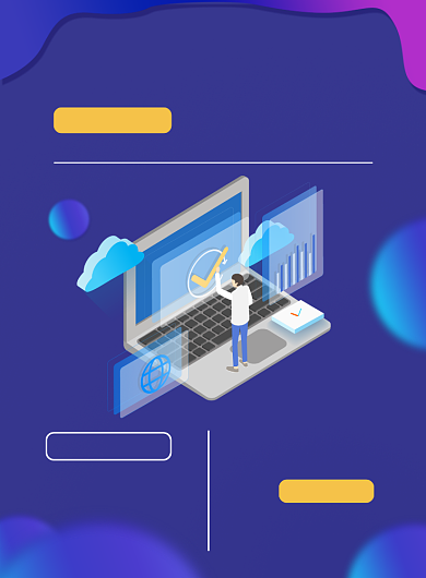 蓝色简约代码教育培训海报印刷背景