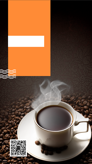 清新简约卡布奇诺咖啡手机海报模板背景